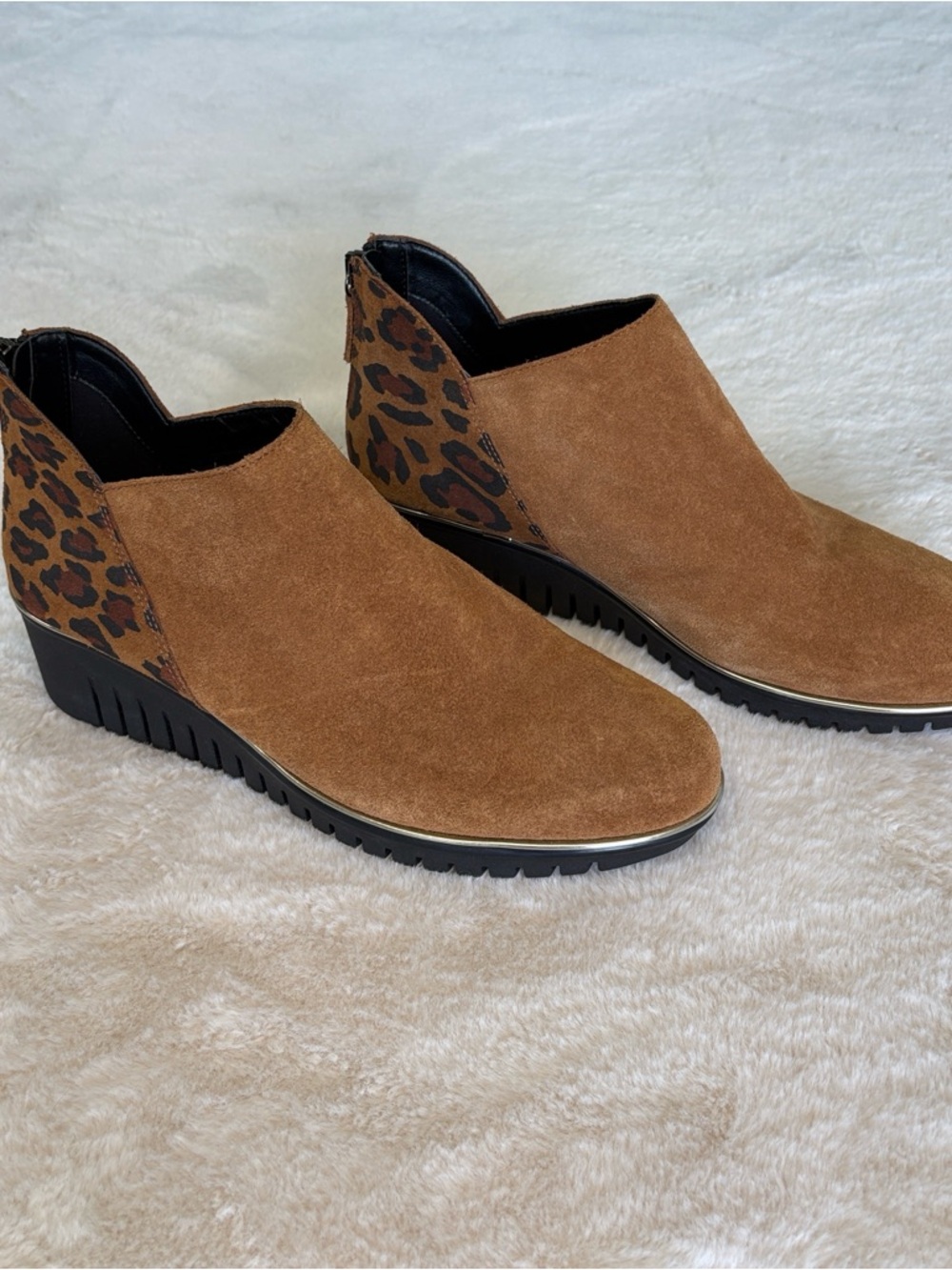 The FLEXX Women’s Milky Way cognac/leopard Suede Ankle Wedge Boots  EU 41 US 9.5